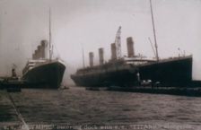 S.S. Olympic entering dock with S.S. Titanic alongside 1912