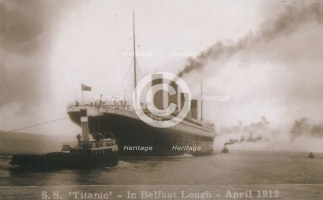 'S.S. Titanic - In Belfast Lough - April 1912', 1912. Artist: Unknown.