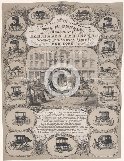 Wm. L. McDonald, Manufacturers of Carriage Harness & Co. Repository, No. 26 Beekman & 1..., 1852-86. Creator: Unknown.