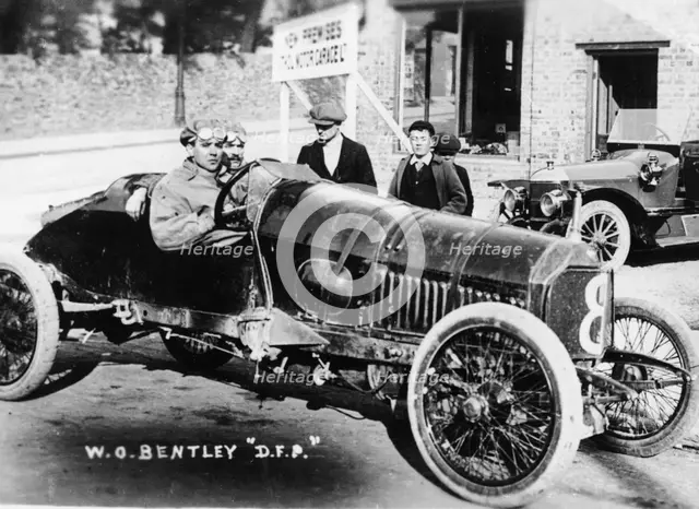 WO Bentley at the wheel of his DFP car, 1914. Artist: Unknown