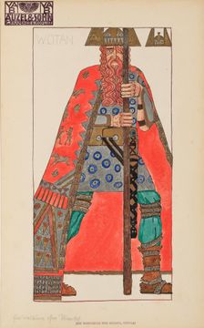 Wotan. Costume design for the opera Das Rheingold by Richard Wagner. Creator: Lefler, Heinrich (1863-1919)