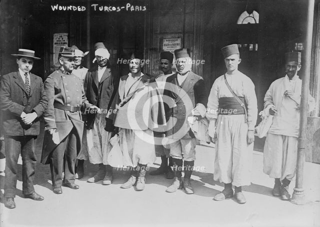 Wounded Turcos in Paris, 1914. Creator: Bain News Service.