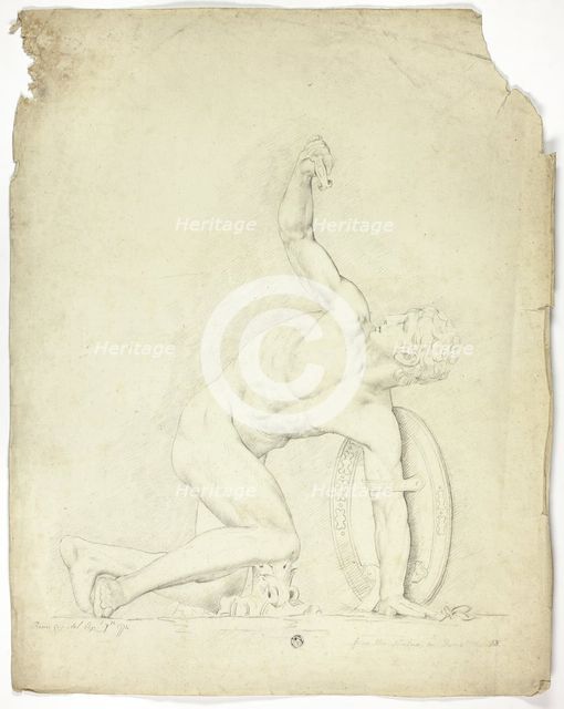 Wounded Warrior from the Statue in Rome, 1794. Creator: John Downman.
