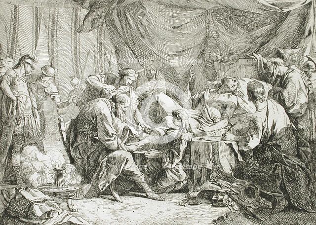 Wounded Antiochus after His Fall Dictating His Will, 1738. Creator: Noël Hallé.