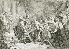 Wounded Antiochus after His Fall Dictating His Will, 1738. Creator: Noël Hallé