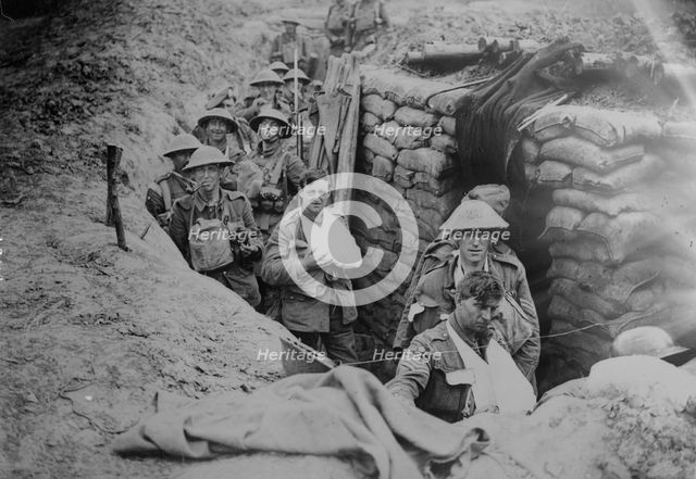 Wounded British in trench, 18 Aug 1918. Creator: Bain News Service.