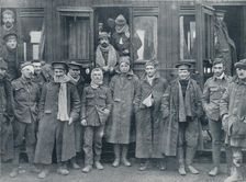 Wounded English troops on their way to a base hospital, c1914