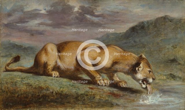 Wounded Lioness, 1840/50. Creator: Pierre Andrieu.