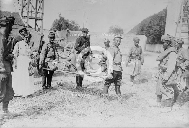Wounded Moroccan on stretcher, between c1914 and c1915. Creator: Bain News Service.