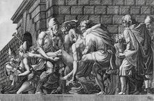 Wounded Paris Carried off the Field of Battle, between circa 1510 and circa 1588. Creators: Master FG, Francesco Primaticcio