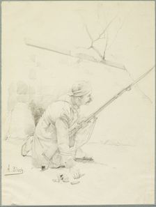 Wounded Soldier Loading his Rifle, c. 1897. Creator: Alexandre Bloch