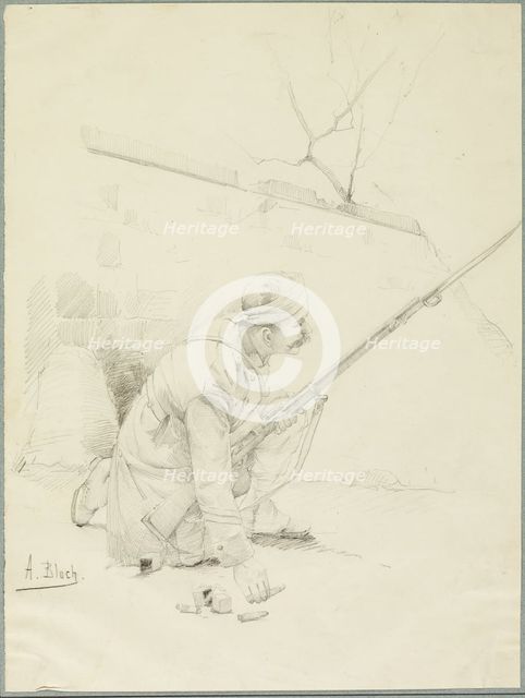 Wounded Soldier Loading his Rifle, c. 1897. Creator: Alexandre Bloch.