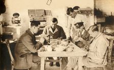 Wounded soldiers in pottery class...Devon, First World War, 1914-1918, (1933). Creator: Unknown