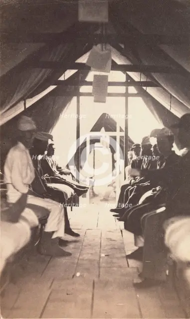 [Wounded Soldiers on Cots, possibly at Harewood Hospital], 1865. Creator: Reed Brockway Bontecou.