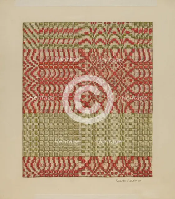Woven Coverlet, 1935/1942. Creator: Charles Roadman.