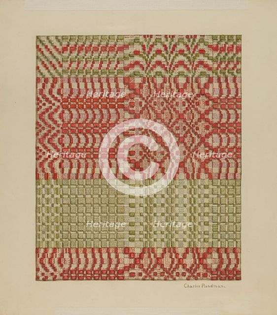 Woven Coverlet, 1935/1942. Creator: Charles Roadman.