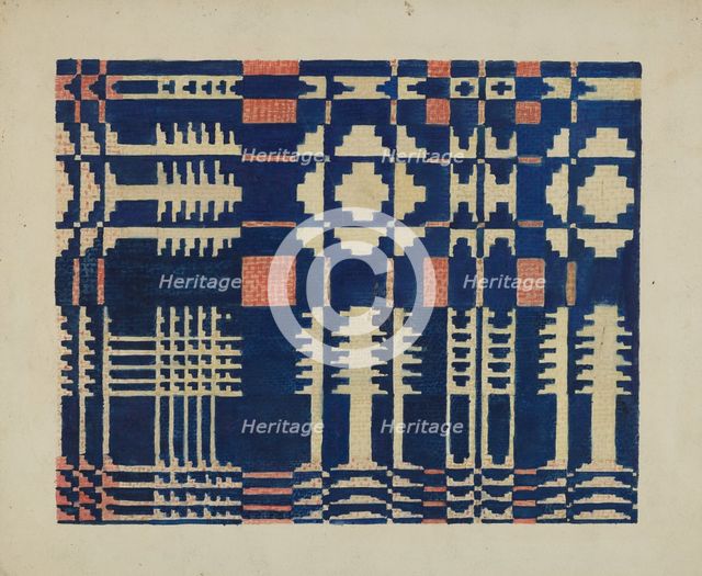 Woven Coverlet, 1935/1942. Creator: Martha L. Lanscher.