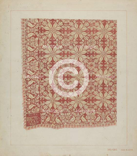 Woven Coverlet, c. 1937. Creator: James M. Lawson.