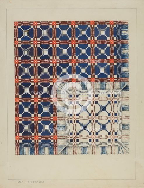 Woven Coverlet, c. 1937. Creator: Magnus S. Fossum.
