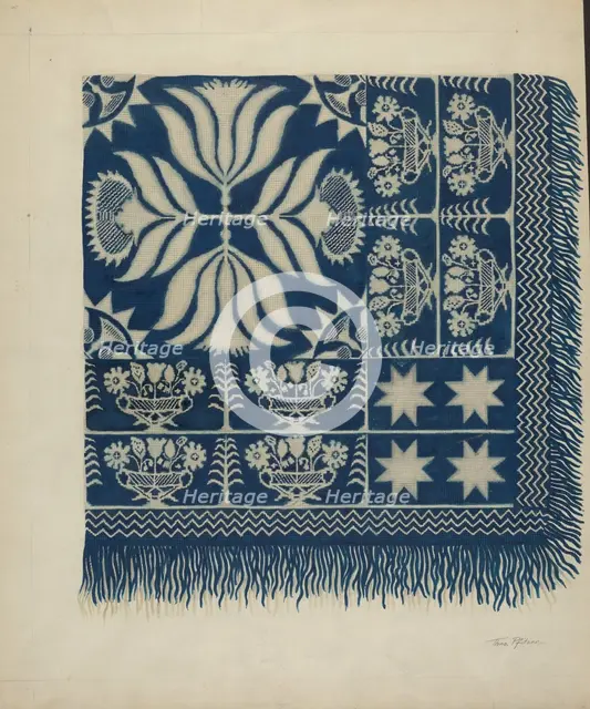 Woven Coverlet, c. 1937. Creator: Theodore Pfitzer.