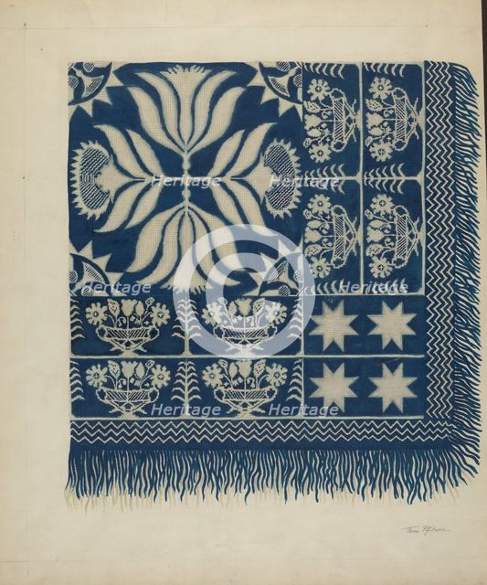 Woven Coverlet, c. 1937. Creator: Theodore Pfitzer.