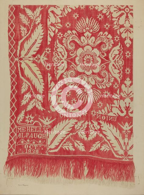Woven Coverlet, c. 1939. Creator: Edith Magnette.