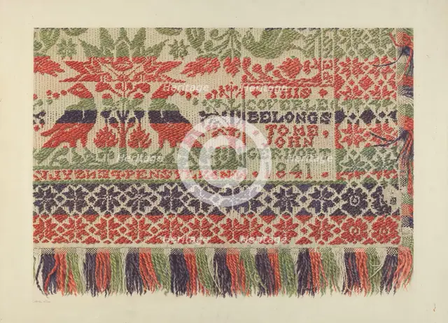 Woven Coverlet, c. 1940. Creator: Carmel Wilson.