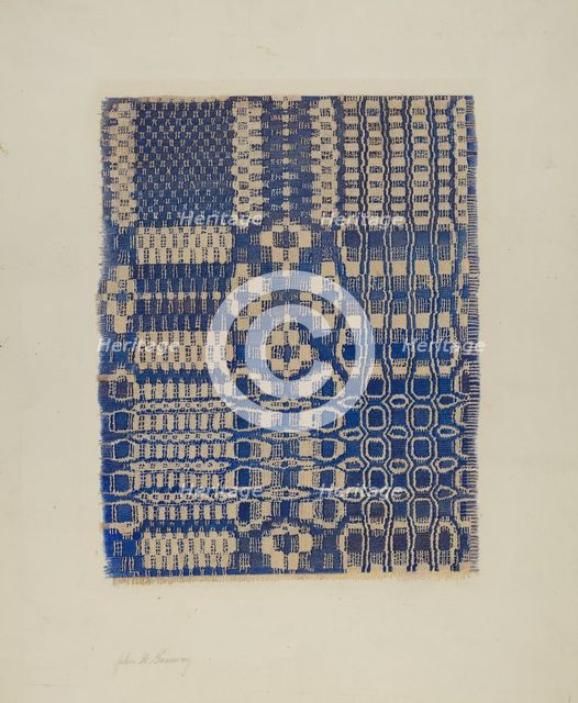 Woven Coverlet, c. 1940. Creator: John Gasaway.