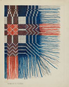 Woven Coverlet (Detail), c. 1937. Creator: Magnus S. Fossum