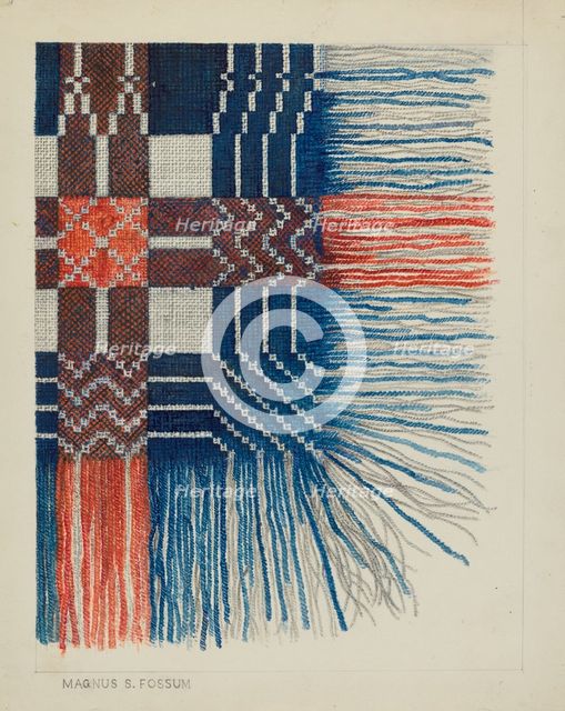 Woven Coverlet (Detail), c. 1937. Creator: Magnus S. Fossum.