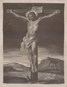 Woven picture-Christ on the Cross, 1st half of 19th century. Creator: Bonnart et Cie Verzier