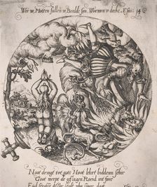 Woe to you, Maggots will be in your bed, and worms your coverlet (Isaiah 14:11), ca..., ca. 1570-72. Creator: Anon