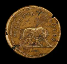 Wolf and Twins [reverse]. Creator: Giovanni da Cavino