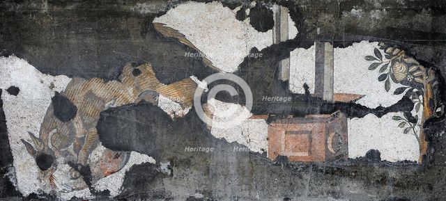 Wolf attacking sheep, mosaic pavement in the Great Palace of Constantinople, 4th-6th century. Creator: LTL.