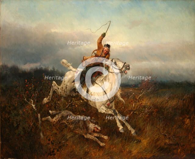 Wolf Hunting, 1870. Artist: Sverchkov, Nikolai Yegorovich (1817-1898)