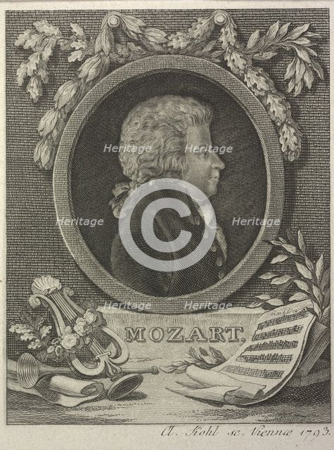 Wolfgang Amadeus Mozart, 1793. Artist: Kohl, Clemens (1754-1807)