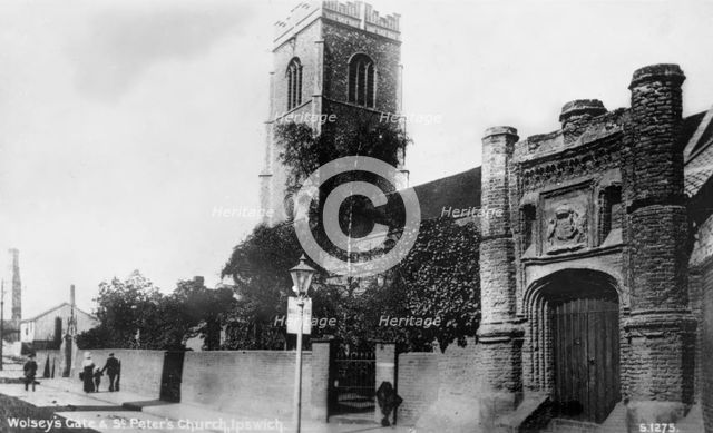 Wolsey's Gate & St Peter's Church, Ipswich, England. Creator: Unknown.