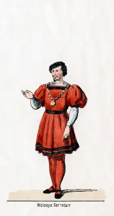 Wolsey's secretary, costume design for Shakespeare's play, Henry VIII, 19th century