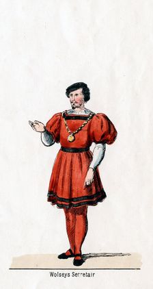Wolsey's secretary, costume design for Shakespeare's play, Henry VIII, 19th century