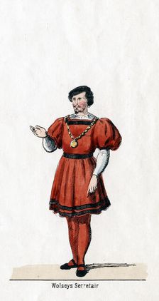 Wolsey's secretary, costume design for Shakespeare's play, Henry VIII, 19th century