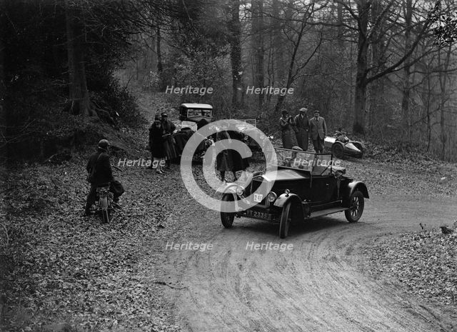 Wolseley 11 competing in the Sunbeam Motor Car Club Bognor Trial, 1929. Artist: Bill Brunell.