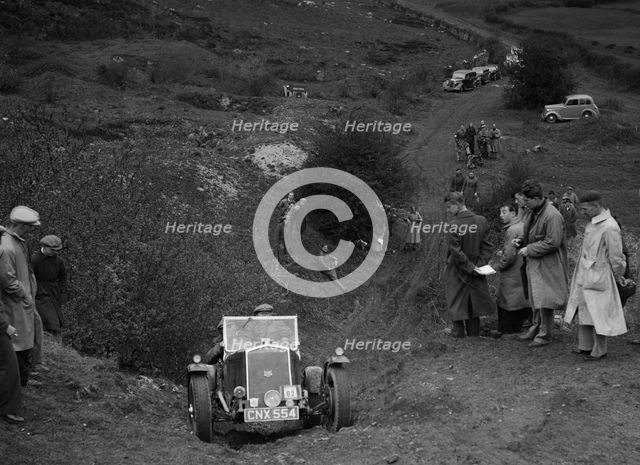 Wolseley competing in the MG Car Club Abingdon Trial/Rally, 1939. Artist: Bill Brunell.