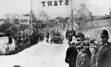 Wolseley at the start of the Gordon Bennett eliminating trials, Isle of Man, 1905. Creator: Unknown