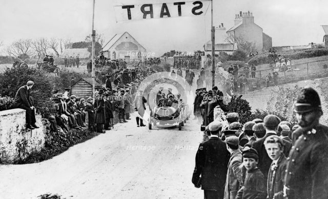 Wolseley at the start of the Gordon Bennett eliminating trials, Isle of Man, 1905. Creator: Unknown.