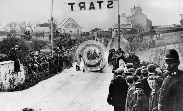 Wolseley at the start of the Gordon Bennett eliminating trials, Isle of Man, 1905. Creator: Unknown.