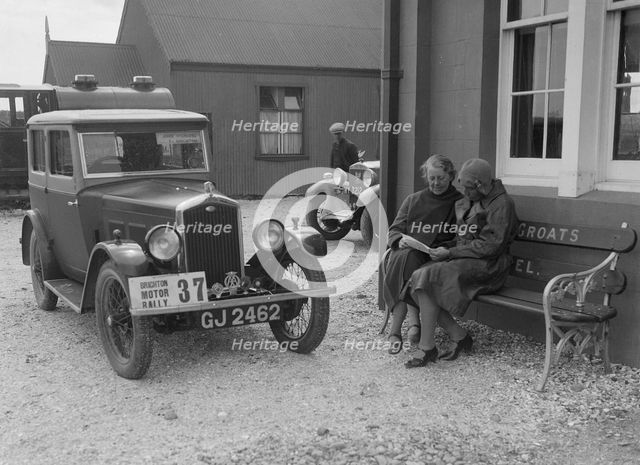 Wolseley Hornet of Morna Vaughan, B&HMC Brighton Motor Rally, John O'Groats, Scotland, 1930. Artist: Bill Brunell.