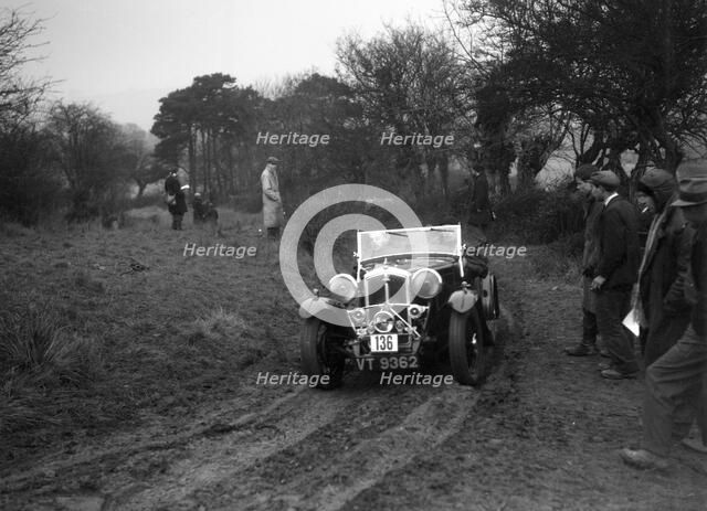 Wolseley Hornet of AK Hunt at the Sunbac Colmore Trial, near Winchcombe, Gloucestershire, 1934. Artist: Bill Brunell.
