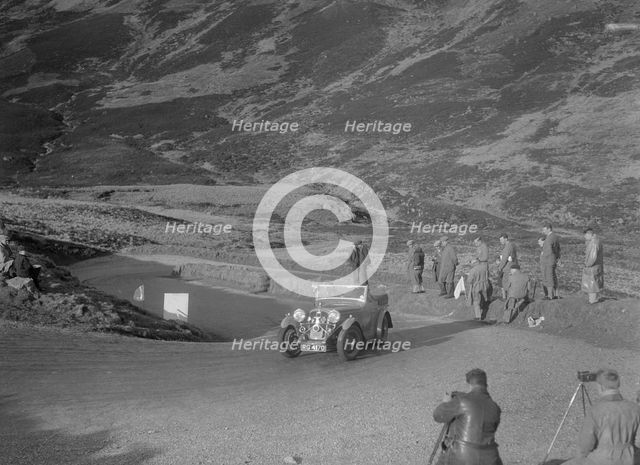 Wolseley Hornet of GF Collie competing in the RSAC Scottish Rally, Devil's Elbow, Glenshee, 1934. Artist: Bill Brunell.