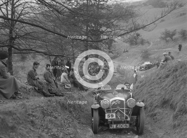 Wolseley Hornet of GK Crawford competing in the MG Car Club Abingdon Trial/Rally, 1939. Artist: Bill Brunell.