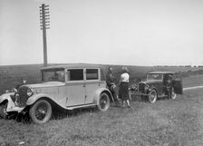 Wolseley Hornet of JW Whalley and Kitty Brunell's Bianchi saloon, B&HMC Brighton Motor Rally, 1930. Artist: Bill Brunell